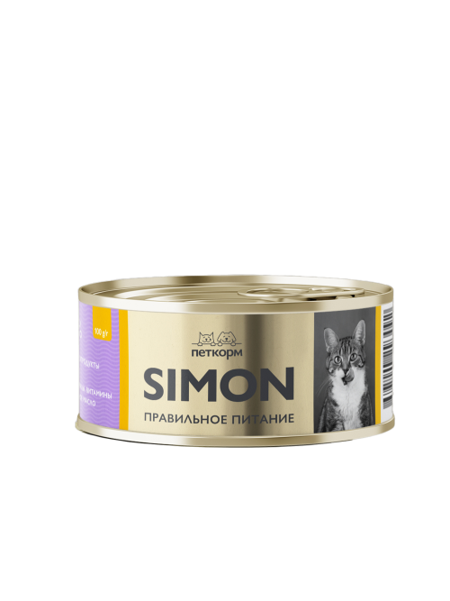 Simon влажный корм для котят, паштет с курицей и брокколи, в консервах - 100 г х 16 шт