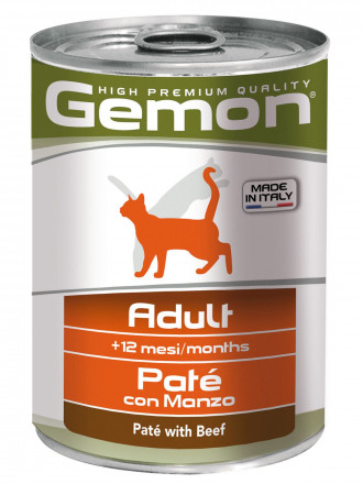Gemon Cat влажный корм для взрослых кошек с говядиной в консервах 400 г х 24 шт