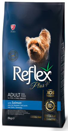 Reflex Plus Mini Small Breed Adult Dog Food Salmon сухой корм для собак мелких пород, с лососем - 8 кг