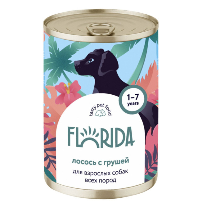 Florida консервы для собак с лососем и грушей - 400 г х 6 шт