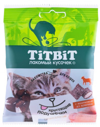 TiTBiT лакомство для кошек хрустящие подушечки с паштетом из ягненка - 30 г