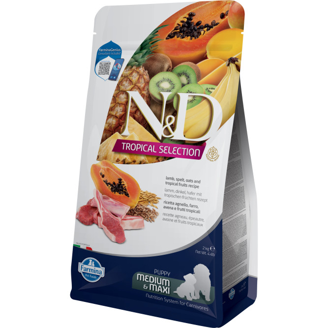 Farmina N&amp;D Dog Tropical Selection Lamb Puppy Medium&amp;Maxi сухой корм для щенков средних и крупных пород, с ягненком - 2 кг