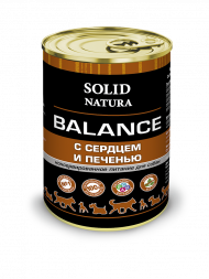 Solid Natura Balance Сердце и печень влажный корм для собак жестяная банка 0,34 кг (12 шт в уп)