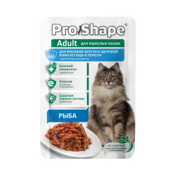 ProShape влажный корм для взрослых кошек для красивой шерсти и здоровой кожи без зуда и перхоти, с рыбой в соусе, в паучах - 75 г х 28 шт
