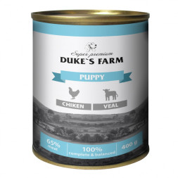 Duke's Farm влажный корм для щенков паштет из курицы с телятиной, в консервах - 400 г х 24 шт