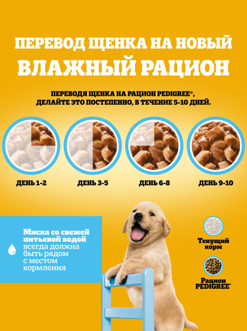 Pedigree влажный корм для щенков от 1 месяца с говядиной в соусе, в паучах - 85 г х 28 шт