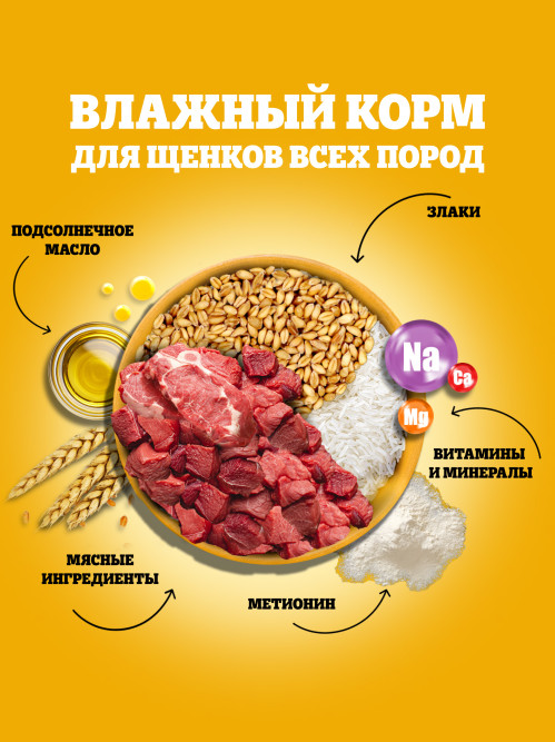 Pedigree влажный корм для щенков от 1 месяца с говядиной в соусе, в паучах - 85 г х 28 шт