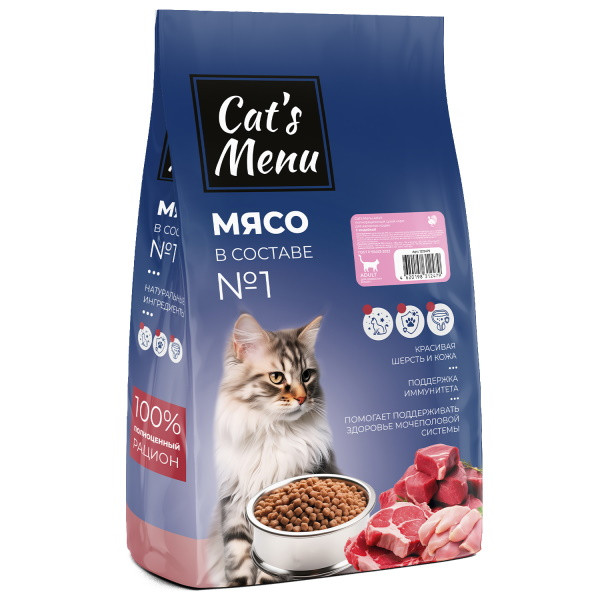 Cat`s Menu Adult сухой корм для взрослых кошек, с индейкой - 10 кг