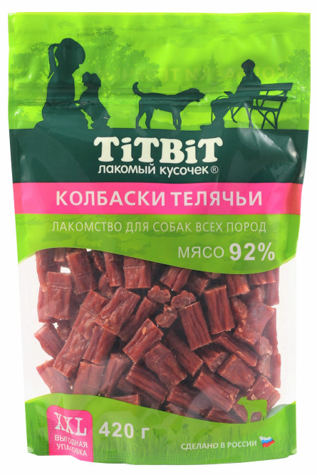 Titbit лакомство для собак колбаски телячьи - 420 г