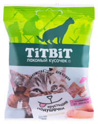 TiTBiT лакомство для кошек хрустящие подушечки с паштетом из лосося - 30 г