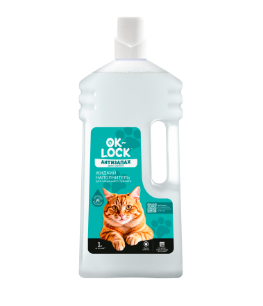 Ok-Lock Антизапах жидкий наполнитель для кошачьего туалета, с ароматом свежести - 1 л
