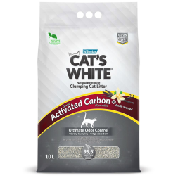 Cat's White Activated Carbon Vanilla комкующийся наполнитель с активированным углем и ароматом ванили для кошачьего туалета - 10 л (8,5 кг)