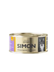 Simon влажный корм для взрослых кошек, паштет с курицей и брусникой, в консервах - 100 г х 16 шт