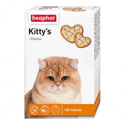 Beaphar Kittys Cheese витаминизированное лакомство-сердечки для кошек с сыром - 180 таблеток