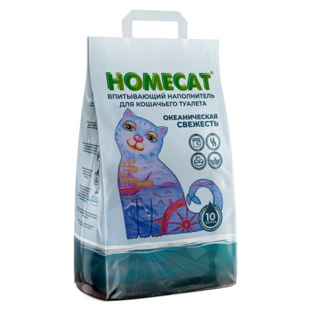 HOMECAT океаническая свежесть впитывающий наполнитель для кошачьих туалетов - 10 л