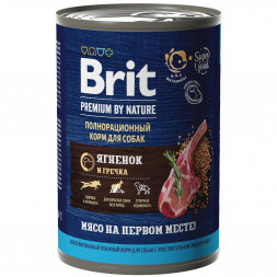Brit Premium by Nature консервы для взрослых собак всех пород с чувствительным пищеварением с ягненком и гречкой - 410 г х 9 шт