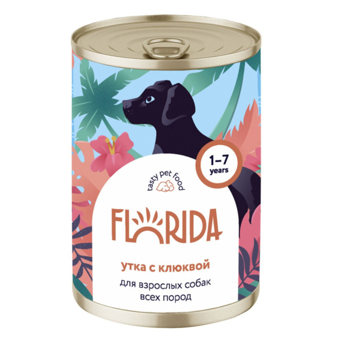 Florida консервы для собак с уткой и клюквой - 400 г х 6 шт