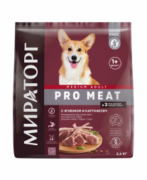 Мираторг Pro Meat сухой корм для взрослых собак средних пород, с ягненком и картофелем - 2,6 кг