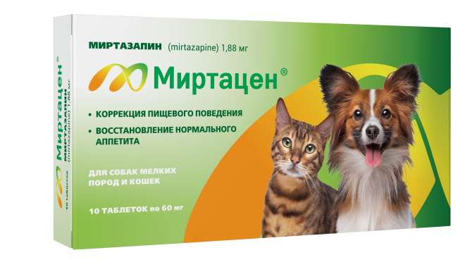 Миртацен таблетки для коррекции пищевого поведения для собак мелких пород и кошек - 10 таблеток
