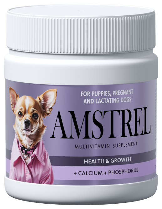 Amstrel мультивитаминное лакомство для щенков, беременных и кормящих собак "Здоровье и развитие" с кальцием и фосфором - 600 таблеток