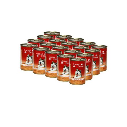 Собачье Счастье влажный корм для собак с говяжьими потрошками и рисом, в консервах - 410 г х 20 шт