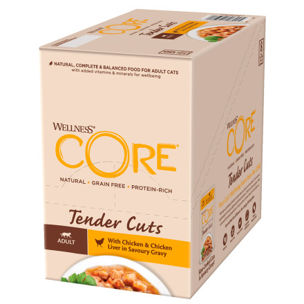 Wellness Сore Tender Cuts влажный корм для кошек с курицей и печенью в соусе в паучах 85 г х 24 шт