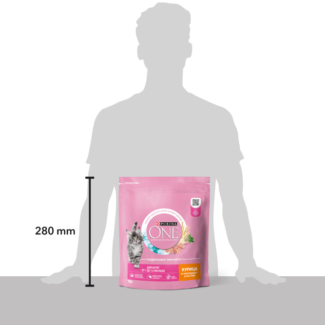 Purina One сухой корм для котят от 1 до 12 месяцев с курицей и цельными злаками - 750 г