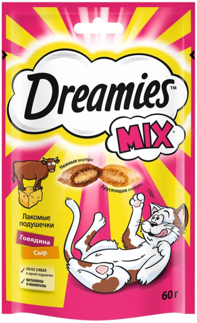 Dreamies Mix лакомство для кошек с говядиной и сыром - 60 г