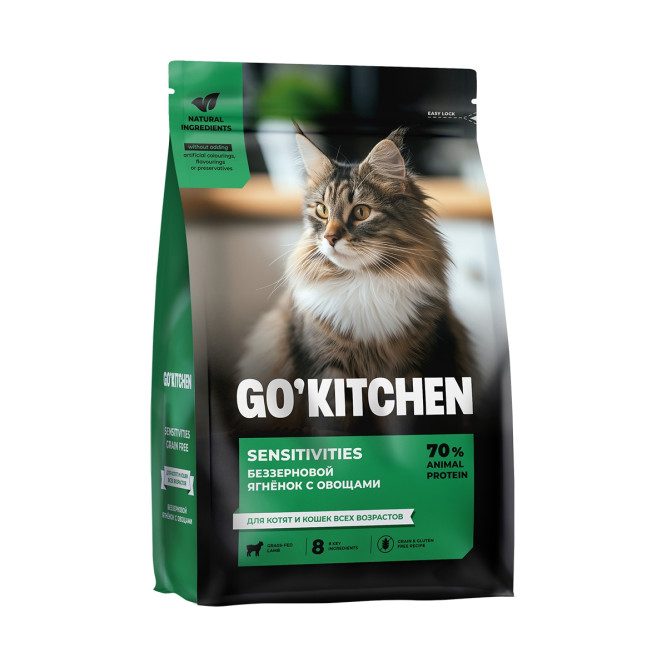 Go' Kitchen Sensitivities Lamb сухой беззерновой корм для котят и кошек всех возрастов для чувствительного пищеварения с ягнёнком - 3,63 кг