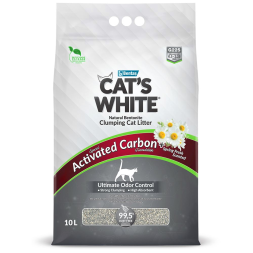 Cat's White Activated Carbon Spring Fresh комкующийся наполнитель с активированным углем и ароматом весенней свежести для кошачьего туалета - 10 л (8,5 кг)