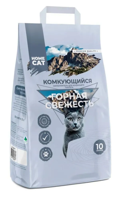 HOMECAT горная свежесть комкующийся наполнитель для кошачьих туалетов - 10 л