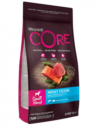 Wellness Core сухой корм для взрослых собак мелких пород с лососем и тунцом 1,5 кг