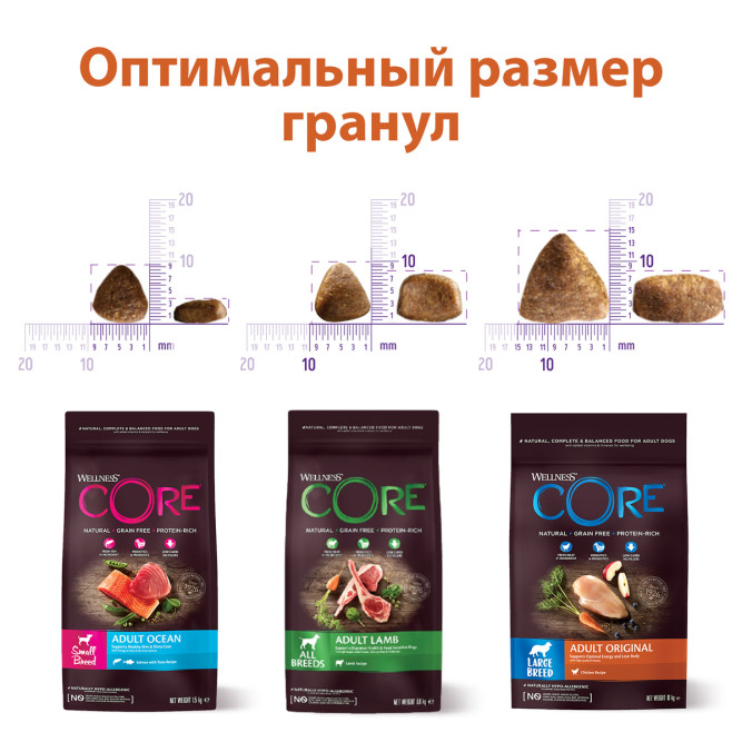Wellness Core сухой корм для взрослых собак мелких пород с лососем и тунцом 1,5 кг