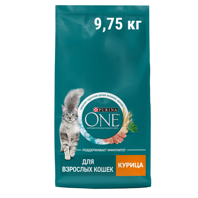 Purina One сухой корм для взрослых кошек с курицей - 9,75 кг