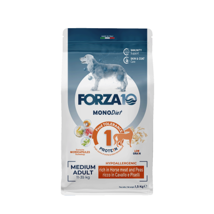 Forza10 MonoDiet Adult Medium Cavallo e Piselli сухой корм для взрослых собак средних пород с кониной и горохом - 1,5 кг