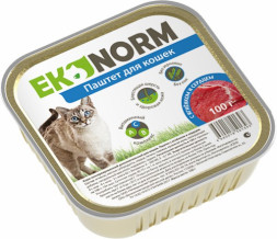 EKONORM влажный корм для взрослых кошек, паштет с ягненком и сердцем, в ламистерах - 100 г х 24 шт