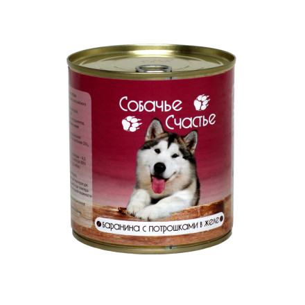 Собачье Счастье влажный корм для собак с бараниной и потрошками в желе, в консервах - 410 г х 20 шт