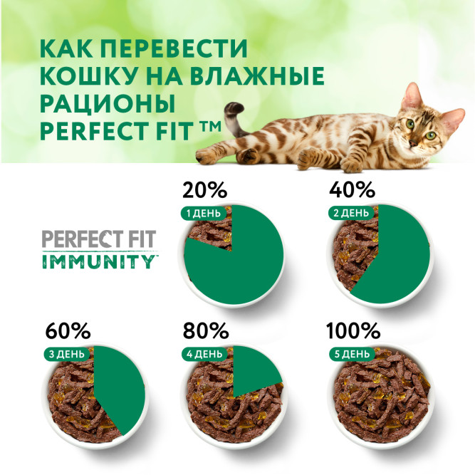 Perfect Fit Immunity влажный корм для поддержания иммунитета кошек, с говядиной и семенами льна в желе, в паучах - 75 г х 28 шт