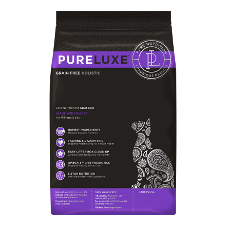 PureLuxe сухой корм для взрослых кошек с индейкой - 1,5 кг