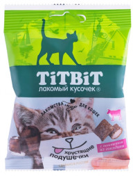 TiTBiT лакомство для кошек хрустящие подушечки с паштетом из говядины - 30 г