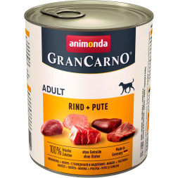 Animonda Gran Carno влажный корм для взрослых собак с говядиной и индейкой - 800 г (6 шт в уп)
