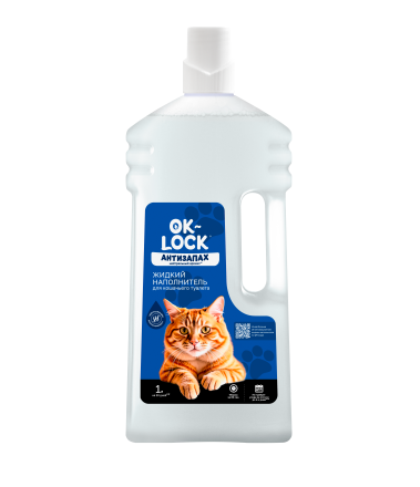 Ok-Lock Антизапах жидкий наполнитель для кошачьего туалета, без аромата - 1 л