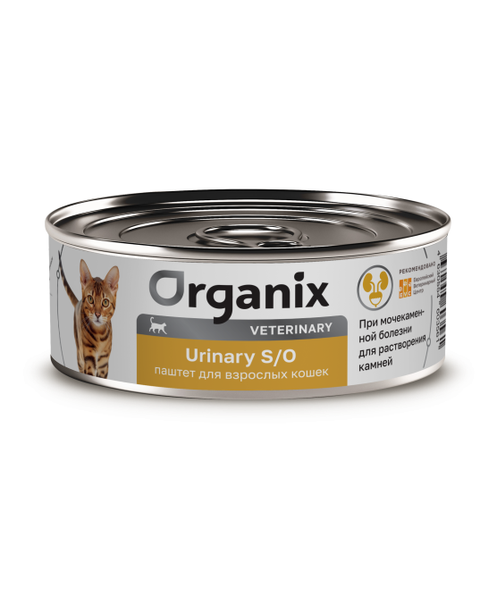 Organix Veterinary Urinary S/O влажный диетический корм для взрослых кошек при мочекаменной болезни, в консервах - 100 г х 12 шт