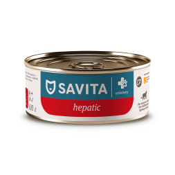 Savita Hepatic влажный диетический корм для взрослых кошек для поддержания функции печени, паштет с индейкой, в консервах - 100 г х 12 шт
