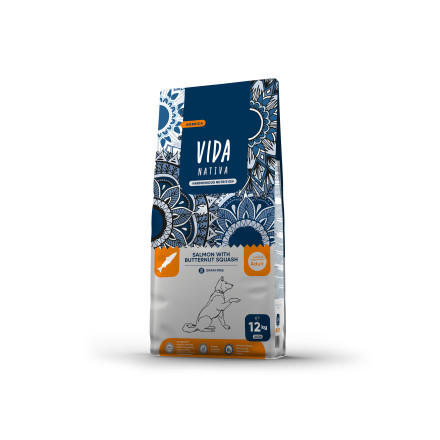 Vida Nativa сухой корм для взрослых собак средних и крупных пород, с лососем и тыквой - 12 кг