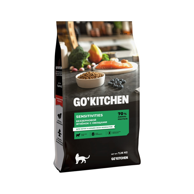 Go' Kitchen Sensitivities Lamb сухой беззерновой корм для котят и кошек всех возрастов для чувствительного пищеварения с ягнёнком - 7,26 кг