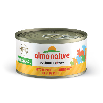 Almo Nature HFC Natural Chicken Fillet консервированный корм для взрослых кошек с цельными кусочками куриного филе, в бульоне - 70 г х 24 шт