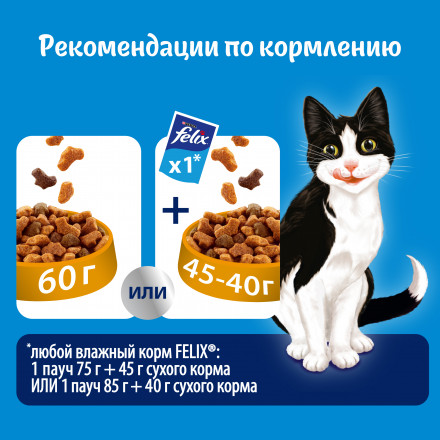 Сухой корм Felix Мясное объедение для взрослых кошек с говядиной - 600 г