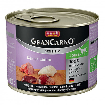 Animonda Gran Carno Sensitiv влажный корм для собак с чувствительным пищеварением с ягненком - 200 г (6 шт в уп)