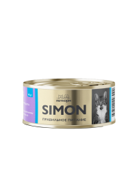 Simon влажный корм для взрослых кошек, паштет с лососем и яблоком, в консервах - 100 г х 16 шт
